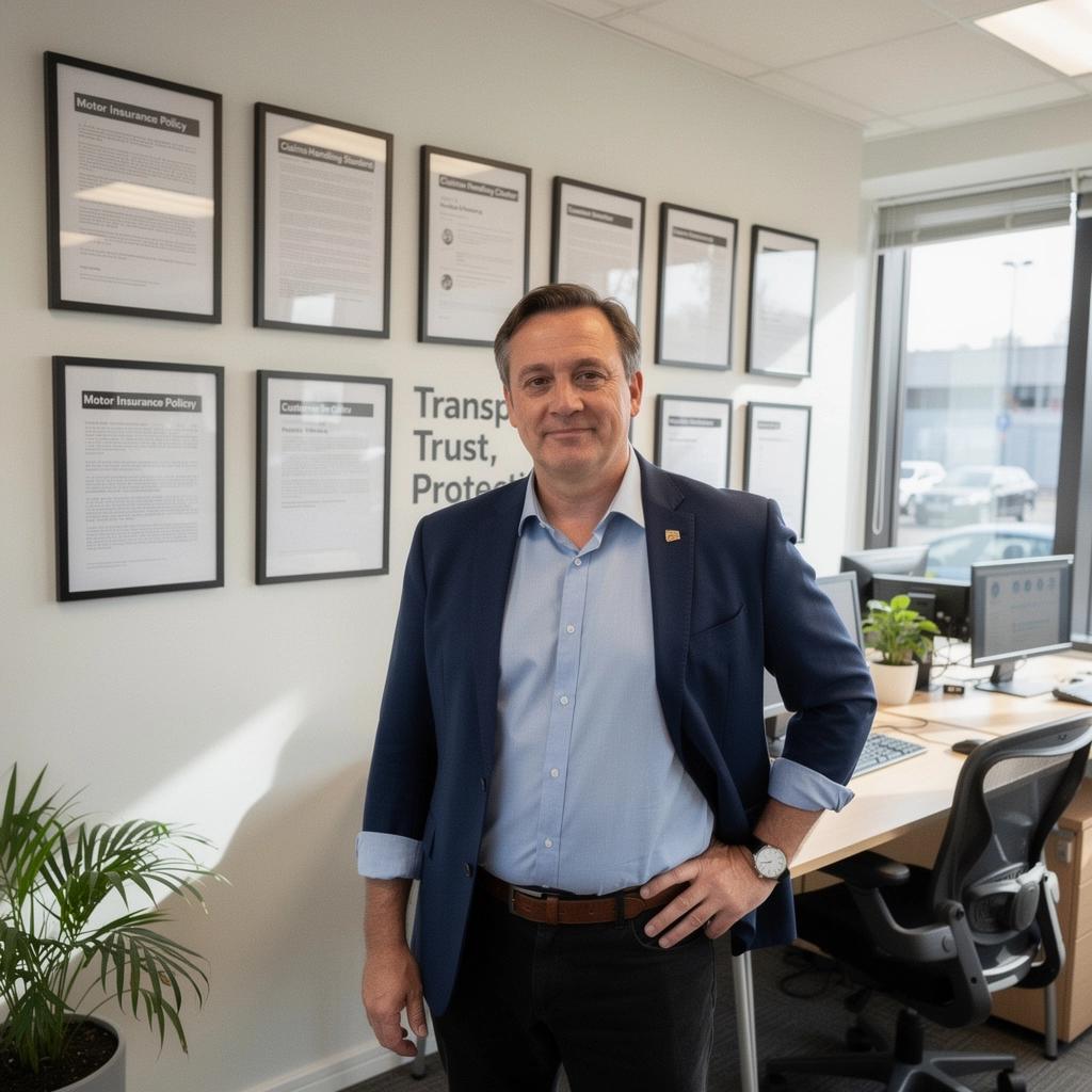 Страховка автомобиля на фоне дороги с зелеными деревьями